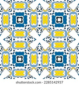 Seamless pattern illustration in traditional style - like Portuguese tiles
