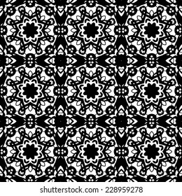 Seamless pattern illustration in traditional style - like Portuguese tiles - in black and white 