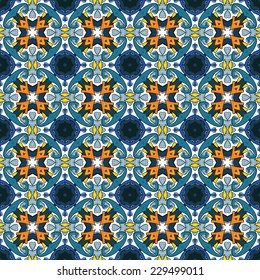 Seamless pattern illustration in traditional style - like Portuguese tiles