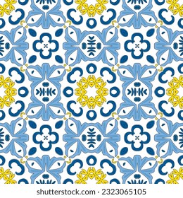 Seamless pattern illustration in traditional style - like Portuguese tiles
