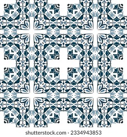 Seamless pattern illustration in traditional style - like Portuguese tiles
