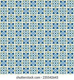Seamless pattern illustration in traditional style - like Portuguese tiles