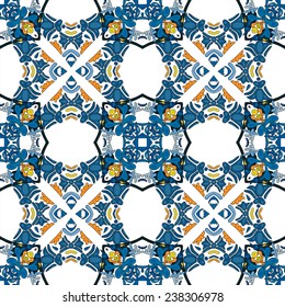 Seamless pattern illustration in traditional style - like Portuguese tiles