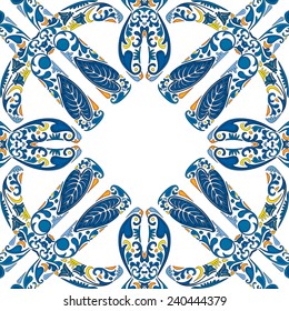 Seamless pattern illustration in traditional style - like Portuguese tiles