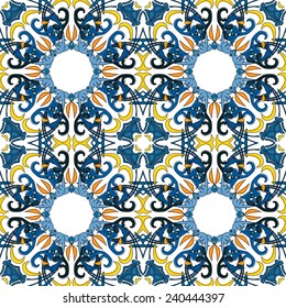 Seamless pattern illustration in traditional style - like Portuguese tiles