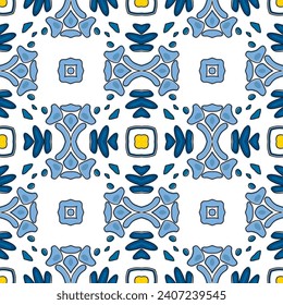 Seamless pattern illustration in traditional style - like Portuguese tiles
