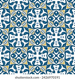 Ilustración de patrón sin fisuras en estilo tradicional - como azulejos portugueses

