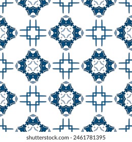 Seamless pattern illustration in traditional style - like Portuguese tiles
