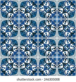 Seamless pattern illustration in traditional style - like Portuguese tiles