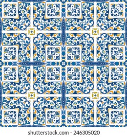 Seamless pattern illustration in traditional style - like Portuguese tiles