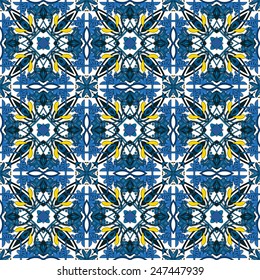 Seamless pattern illustration in traditional style - like Portuguese tiles