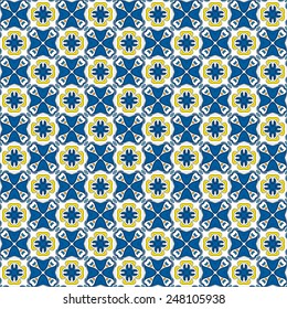 Seamless pattern illustration in traditional style - like Portuguese tiles