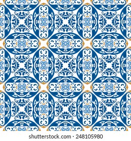 Seamless pattern illustration in traditional style - like Portuguese tiles