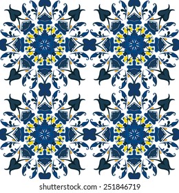 Seamless pattern illustration in traditional style - like Portuguese tiles