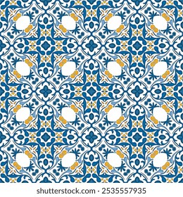 Ilustração de padrão sem costura em estilo tradicional - inspirada em azulejos portugueses