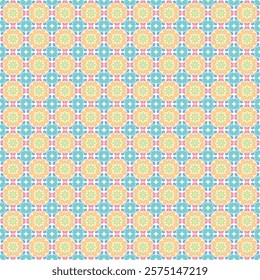 Seamless pattern illustration in traditional style - like Portuguese tiles in pastel colors