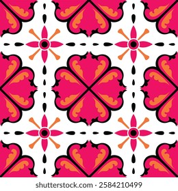 Seamless pattern illustration in traditional style - like Portuguese tiles.