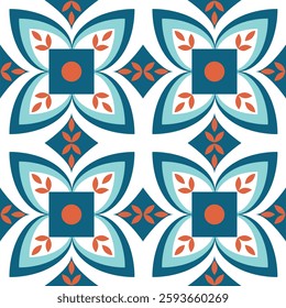 Seamless pattern illustration in traditional style - like Portuguese tiles.