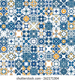 Seamless pattern illustration in traditional style - like Portuguese tiles
