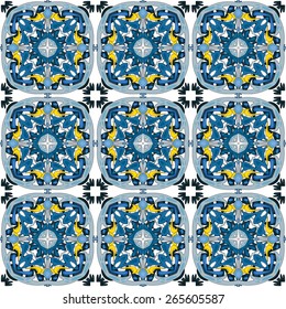 Seamless pattern illustration in traditional style - like Portuguese tiles