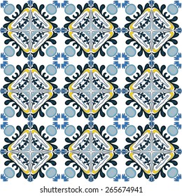 Seamless pattern illustration in traditional style - like Portuguese tiles