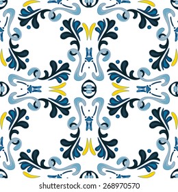 Seamless pattern illustration in traditional style - like Portuguese tiles