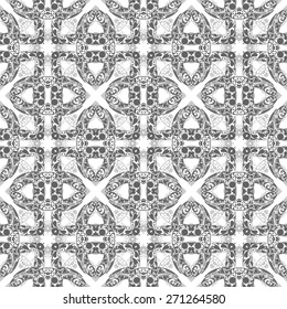 Seamless pattern illustration in traditional style - like Portuguese tiles in grey