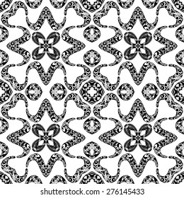 Seamless pattern illustration in traditional style - like Portuguese tiles in black and white