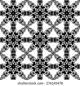 Seamless pattern illustration in traditional style - like Portuguese tiles in black and white