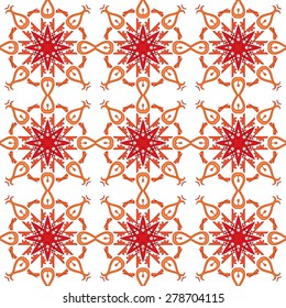 Seamless pattern illustration in traditional style - like Portuguese tiles - in red and white
