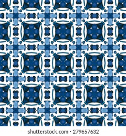 Seamless pattern illustration in traditional style - like Portuguese tiles 