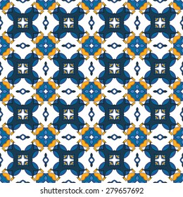 Seamless pattern illustration in traditional style - like Portuguese tiles 