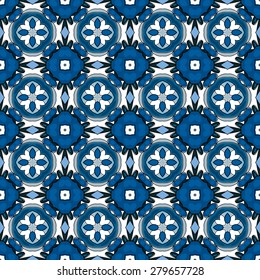 Seamless pattern illustration in traditional style - like Portuguese tiles 