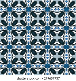 Seamless pattern illustration in traditional style - like Portuguese tiles 