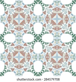 Seamless pattern illustration in traditional style - like Portuguese tiles in black and white