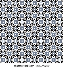 Seamless pattern illustration in traditional style - like Portuguese tiles in black and white