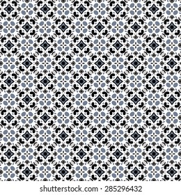 Seamless pattern illustration in traditional style - like Portuguese tiles in black and white