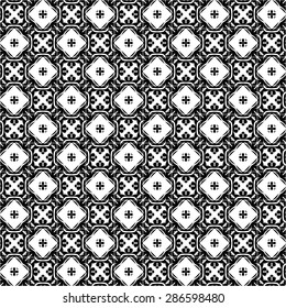 Seamless pattern illustration in traditional style - like Portuguese tiles in black and white