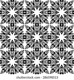 Seamless pattern illustration in traditional style - like Portuguese tiles in black and white