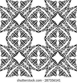 Seamless pattern illustration in traditional style - like Portuguese tiles in black and white