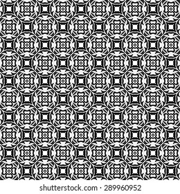 Seamless pattern illustration in traditional style - like Portuguese tiles in black and white