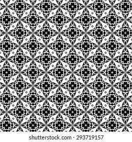 Seamless pattern illustration in traditional style - like Portuguese tiles in black and white