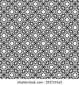 Seamless pattern illustration in traditional style - like Portuguese tiles in black and white