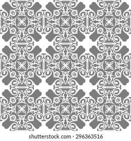 Seamless pattern illustration in traditional style - like Portuguese tiles in grey and white