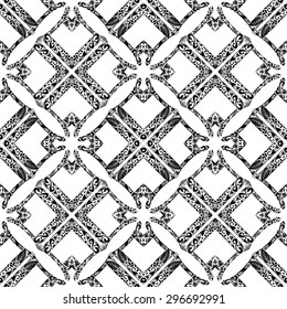 Seamless pattern illustration in traditional style - like Portuguese tiles in black and white