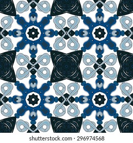 Seamless pattern illustration in traditional style - like Portuguese tiles 