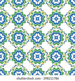 Seamless pattern illustration in traditional style - like Portuguese tiles
