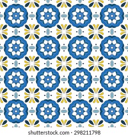 Seamless pattern illustration in traditional style - like Portuguese tiles
