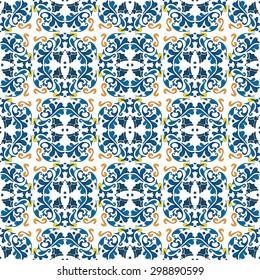 Seamless pattern illustration in traditional style - like Portuguese tiles