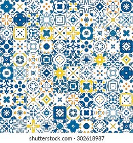Seamless pattern illustration in traditional style - like Portuguese tiles